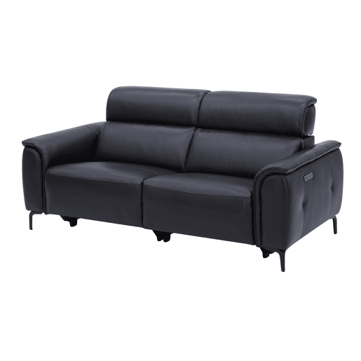 Sofá de 3 lugares relax elétrico ELIAN em pele cor preto Sofá de 3 lugares relax elétrico ELIAN em pele cor preto