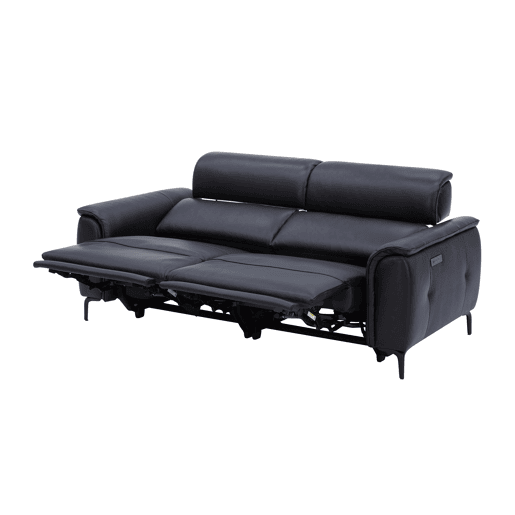 Sofá de 3 lugares relax elétrico ELIAN em pele cor preto Sofá de 3 lugares relax elétrico ELIAN em pele cor preto