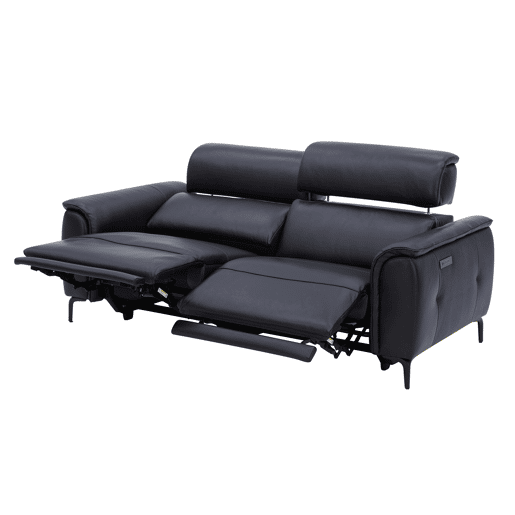 Sofá de 3 lugares relax elétrico ELIAN em pele cor preto Sofá de 3 lugares relax elétrico ELIAN em pele cor preto