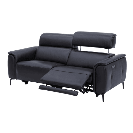Sofá de 3 lugares relax elétrico ELIAN em pele cor preto Sofá de 3 lugares relax elétrico ELIAN em pele cor preto