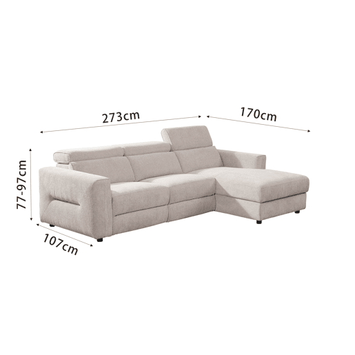 Chaise longue direita relax elétrico LEXI cor bege Chaise longue direita relax elétrico LEXI cor bege