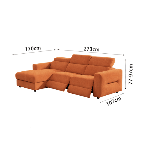 Chaise longue esquerda relax elétrico LEXI cor terracota Chaise longue esquerda relax elétrico LEXI cor terracota