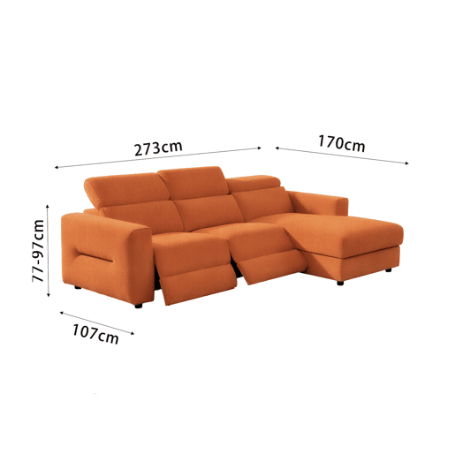 Chaise longue direita relax elétrico LEXI cor terracota