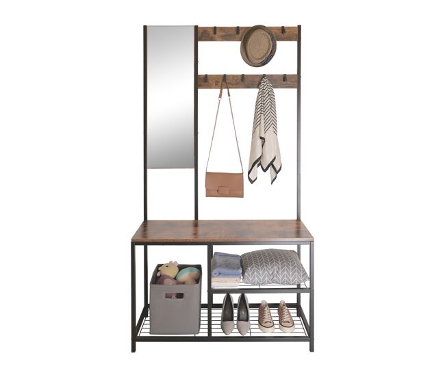Perchero zapatero diele ii 185x98x36cm metal y madera