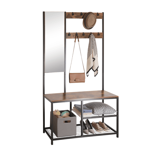 Cabide e sapateira DIELE II 185x98x36cm em metal e madeira
