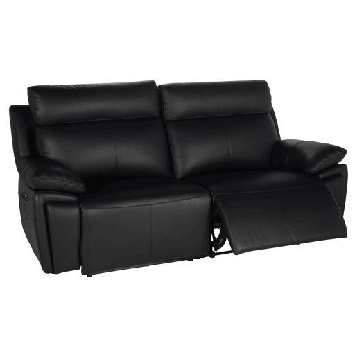 Sofá 3 lugares relax elétrico REMY em pele cor preto