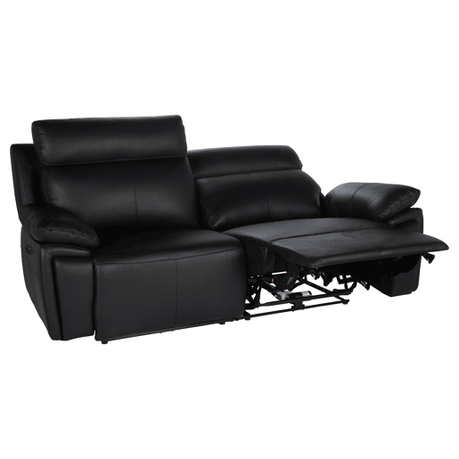Sofá 3 lugares relax elétrico REMY em pele cor preto