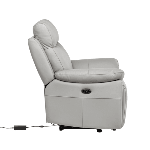 Cadeirão relax elétrico REMY em pele cor cinza Cadeirão relax elétrico REMY em pele cor cinza