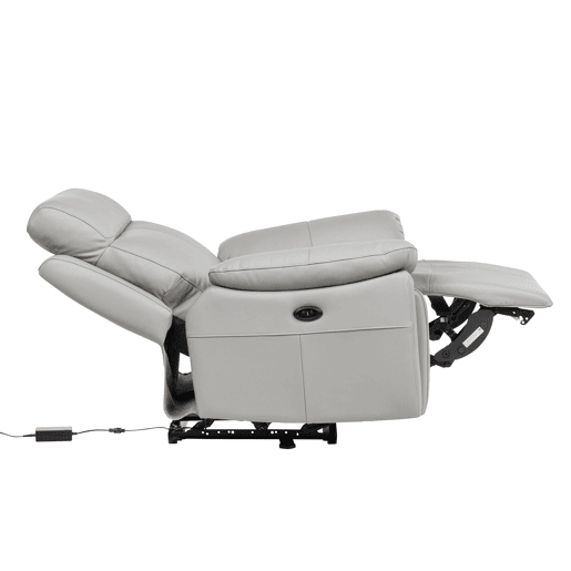 Cadeirão relax elétrico REMY em pele cor cinza Cadeirão relax elétrico REMY em pele cor cinza