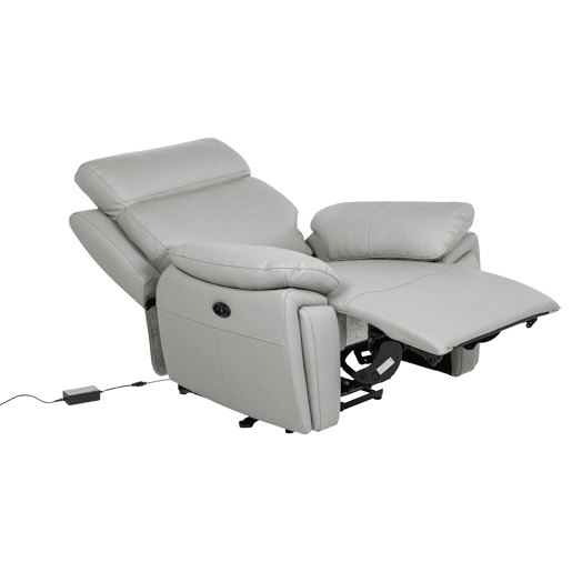Cadeirão relax elétrico REMY em pele cor cinza Cadeirão relax elétrico REMY em pele cor cinza