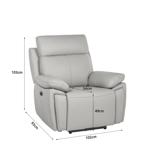 Cadeirão relax elétrico REMY em pele cor cinza Cadeirão relax elétrico REMY em pele cor cinza