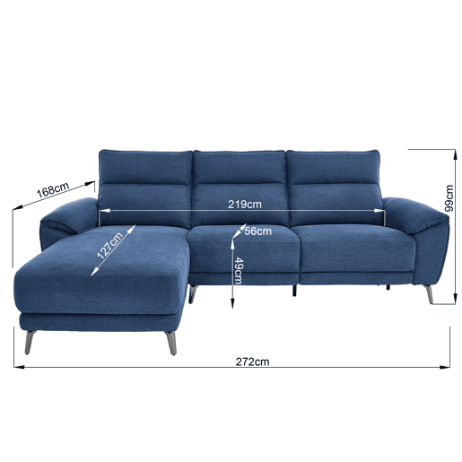 Chaise longue esquerda relax elétrico ISA cor azul