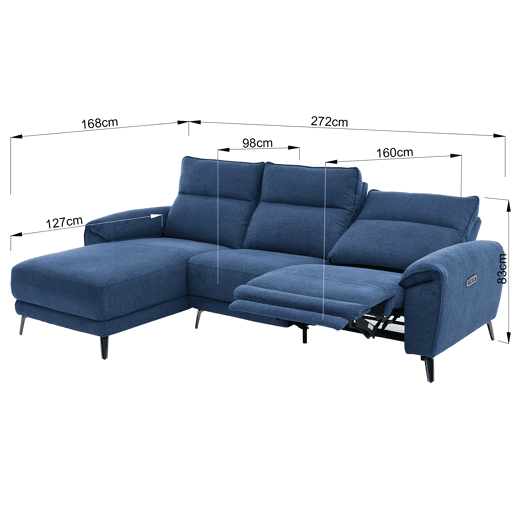 Chaise longue esquerda relax elétrico ISA cor azul