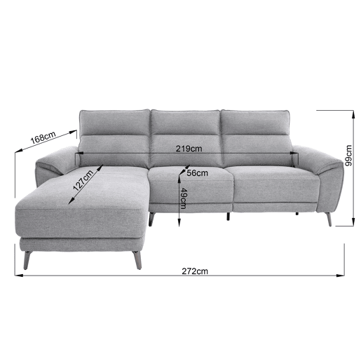 Chaise longue esquerda relax elétrico ISA cor cinza claro Chaise longue esquerda relax elétrico ISA cor cinza claro