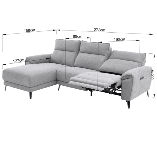 Chaise longue esquerda relax elétrico ISA cor cinza claro Chaise longue esquerda relax elétrico ISA cor cinza claro