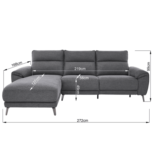 Chaise longue esquerda relax elétrico ISA cor cinza escuro