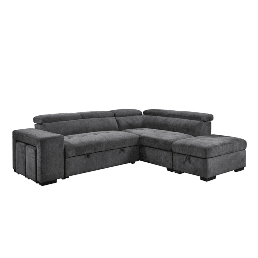 Sofá de canto direito com cama BRUNO cor cinza