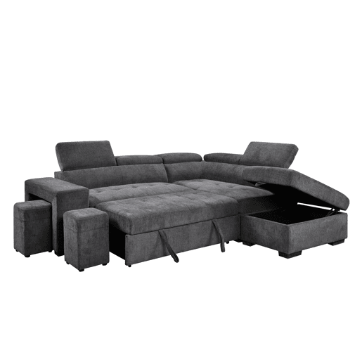 Sofá de canto direito com cama BRUNO cor cinza