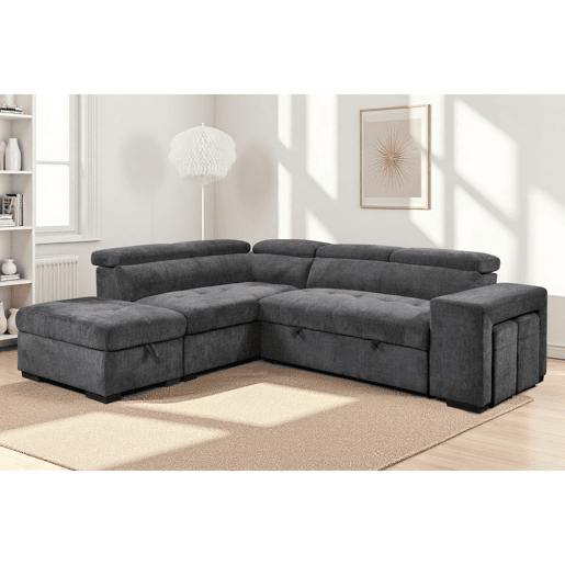 Rincorera izquierda con cama BRUNO color gris