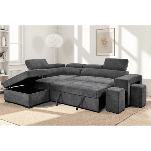 Rincorera izquierda con cama BRUNO color gris