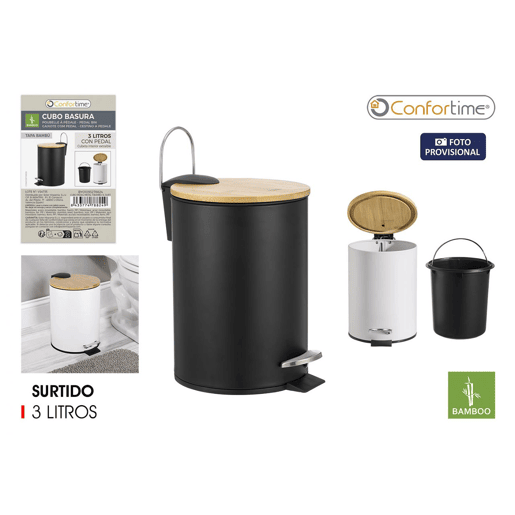 Balde do lixo BAÑO 3 litros metal e bambu Balde do lixo BAÑO 3 litros metal e bambu