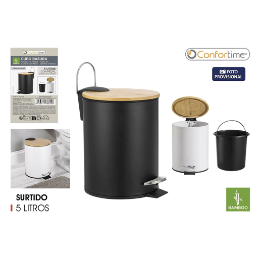 Balde do lixo BAÑO 5 litros metal e bambu