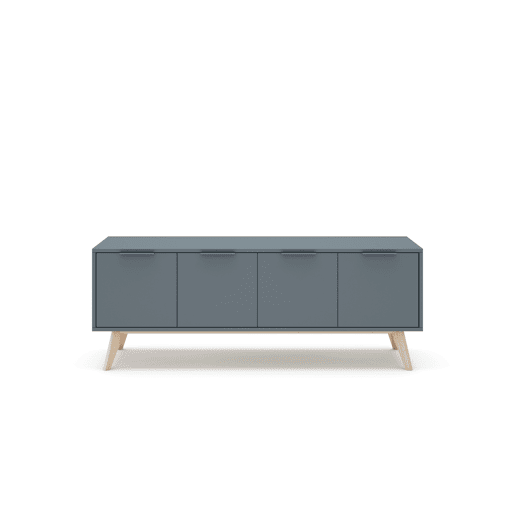 Móvel de TV VOLGA 140cm 4 portas cinza esverdeado
