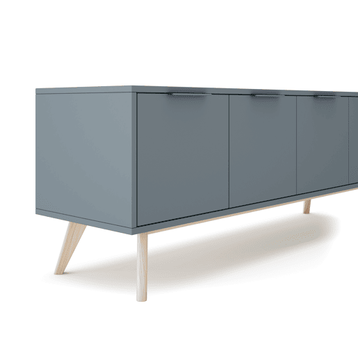 Móvel de TV VOLGA 140cm 4 portas cinza esverdeado