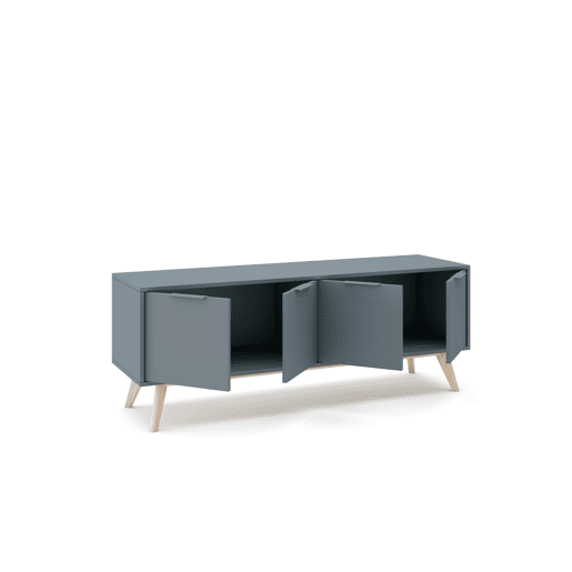 Móvel de TV VOLGA 140cm 4 portas cinza esverdeado