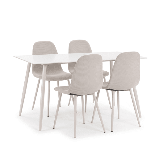Conjunto de 1 mesa e 4 cadeiras KRISTEL cor creme Conjunto de 1 mesa e 4 cadeiras KRISTEL cor creme