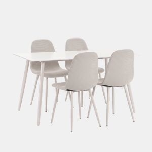 Conjunto de 1 mesa e 4 cadeiras KRISTEL cor creme