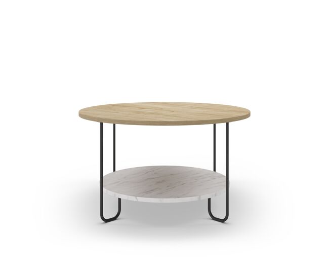 Mesa de centro redonda NEOSHA de 80 cm y patas metálicas