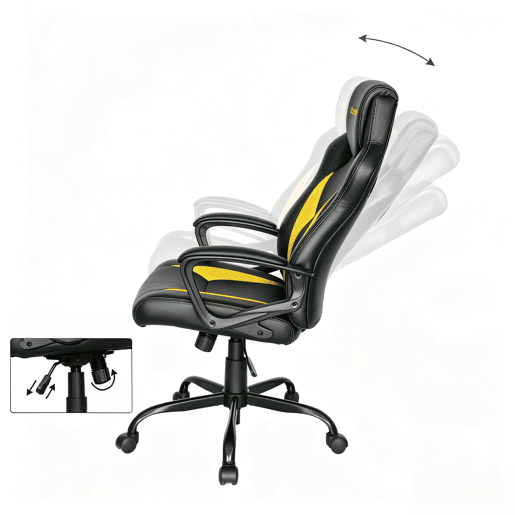 Cadeira gaming ECLIPSE cor preto e amarelo