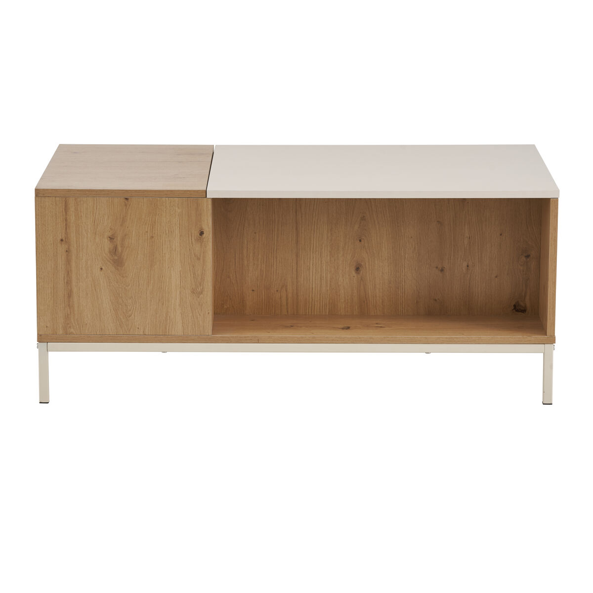 Mesa de centro elevable boxi color roble y beige