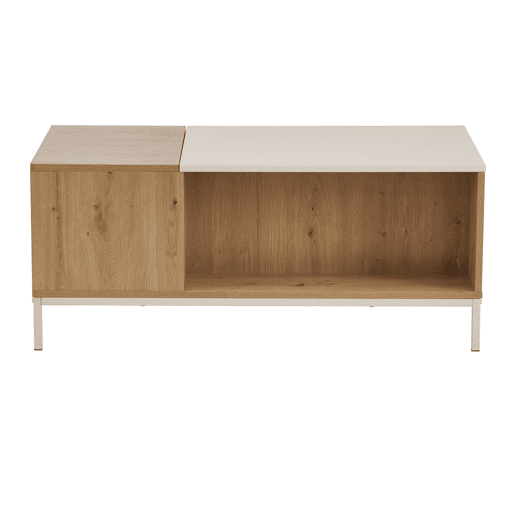 Mesa de centro elevável BOXI cor carvalho e bege