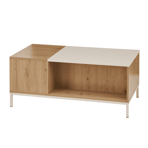 Mesa de centro elevável BOXI cor carvalho e bege