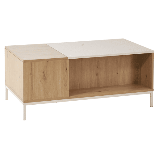 Mesa de centro elevável BOXI cor carvalho e bege