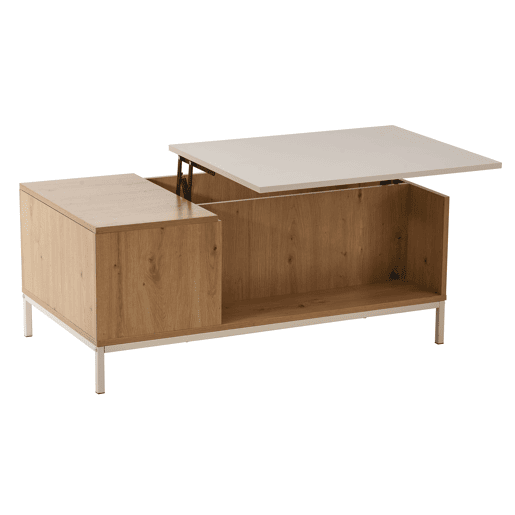 Mesa de centro elevável BOXI cor carvalho e bege