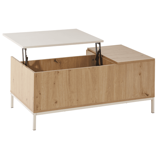 Mesa de centro elevável BOXI cor carvalho e bege