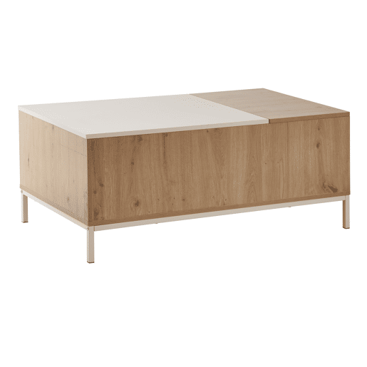 Mesa de centro elevável BOXI cor carvalho e bege