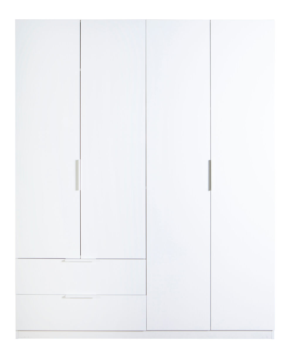 Armario ESPRESSO puertas batientes y 2 cajones blanco brillo