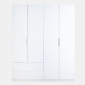 Roupeiro ESPRESSO 162x200cm portas batentes e 2 gavetas branco