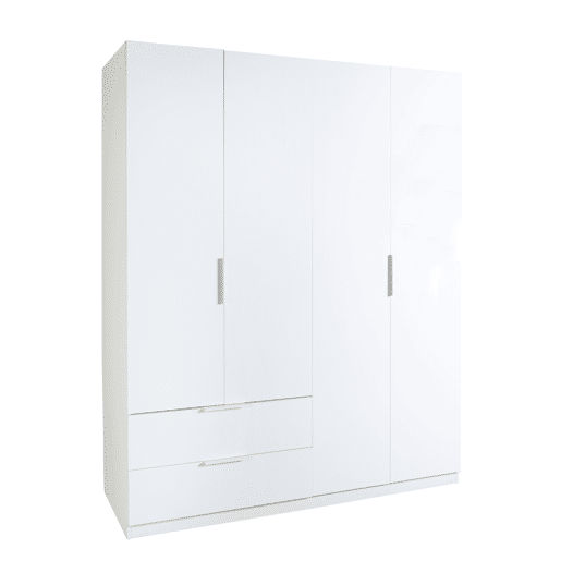Roupeiro ESPRESSO 162x200cm portas batentes e 2 gavetas branco