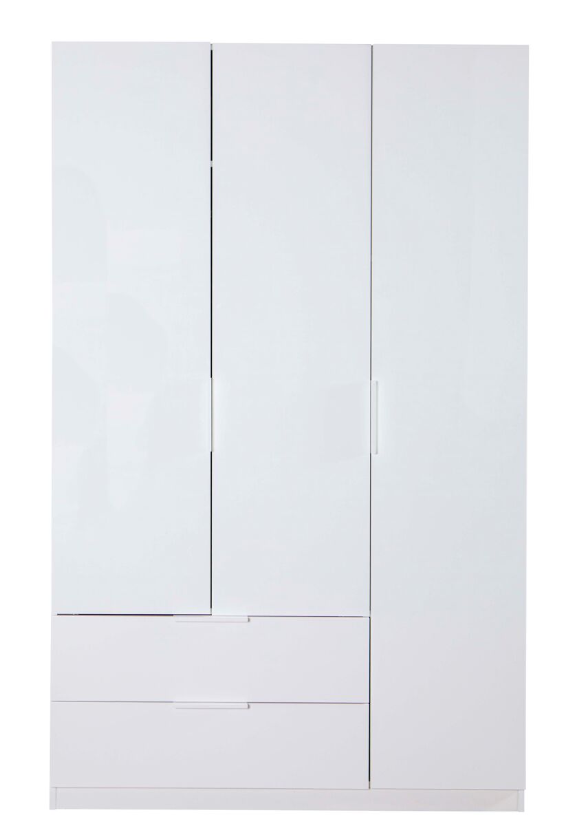 Armario ESPRESSO puertas batientes y 2 cajones blanco brillo