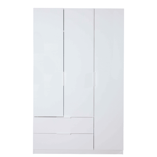 Roupeiro ESPRESSO 122x200cm portas batentes e 2 gavetas branco