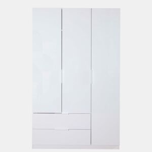 Roupeiro ESPRESSO 122x200cm portas batentes e 2 gavetas branco