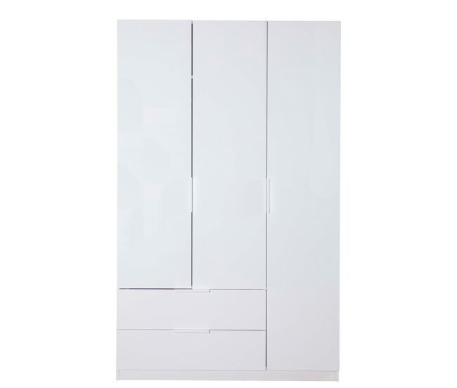 Armario espresso 122x200cm puertas batientes y 2 cajones blanco
