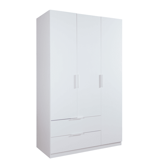 Roupeiro ESPRESSO 122x200cm portas batentes e 2 gavetas branco