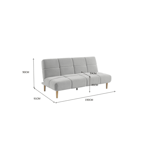 Sofá cama 3 lugares CALIA cor cinza