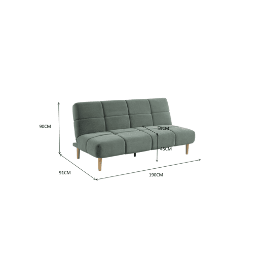 Sofá cama 3 lugares CALIA cor verde água